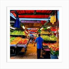 Fruit Market At Dusk Art Print