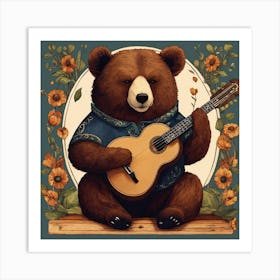 Bear Playing Guitar 5 Art Print