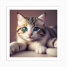 Cat With Blue Eyes Art Print