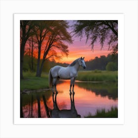 Sunset Horse 70 Art Print