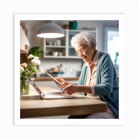 Senior Woman Using A Laptop 1 Art Print
