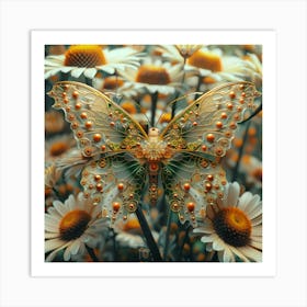 Butterfly On Daisies 4 Art Print