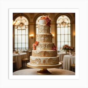 Gold Wedding Cake 2 Art Print