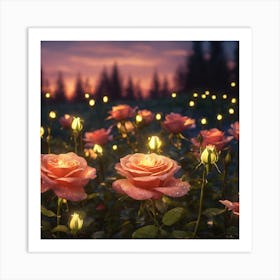 Roses At Dusk Art Print