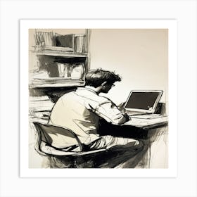 Man Working On A Laptop 1 Art Print