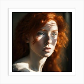 Portrait Of A Girl With Red Hair Art Print