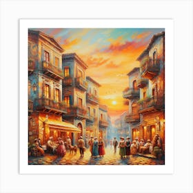 Italian Street At Sunset Art Print