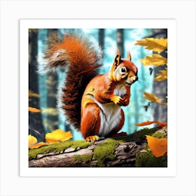 Squirrel In Forest Ultra Hd Realistic Vivid Colors Highly Detailed Uhd Drawing Pen And Ink Pe (44) Art Print