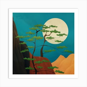 Couple of trees on the steep hillside Art Print