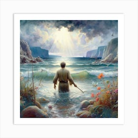 Jesus In The Water 2 Art Print