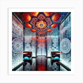 The Interior Architecture Of A Futuristic Restaura Art Print