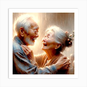 Elderly Brother And Sister Meet Again Art Print