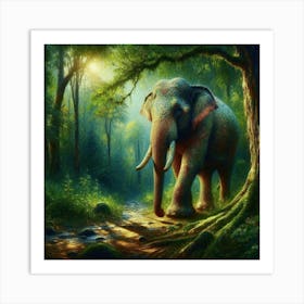 Elephant In The Forest 1 Art Print