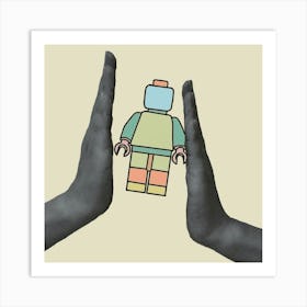 Two Hands Holding A Lego Figure Art Print