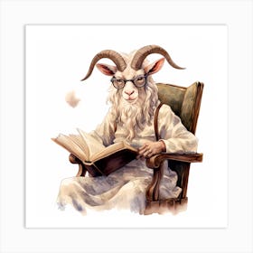 Goat Reading A Book 8 Art Print