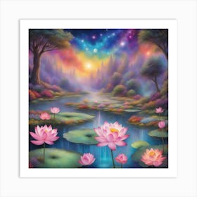 Sacred Lotus Flower 444 Art Print