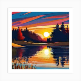 Sunset By The Lake 68 Art Print