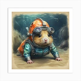 Underwater Hamster 2 Art Print