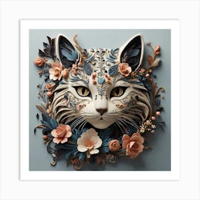 Floral Cat Art Print