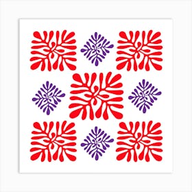 Red And Purple Floral Pattern Art Print