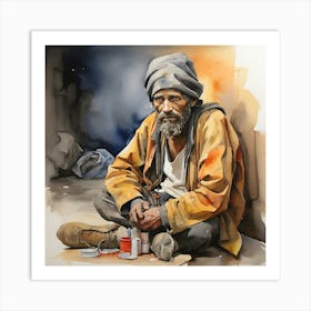 Homeless Man Art Print