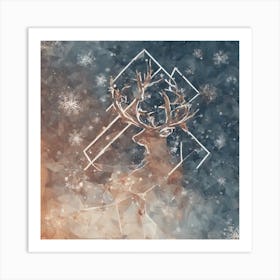 Deer With Snowflakes, Digital art, Rein deer, Christmas Tree, Christmas vector art, Vector Art, Christmas art, Christmas Art Print