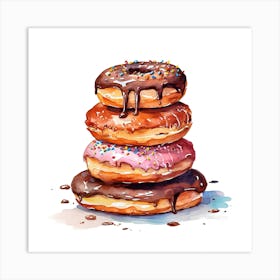 Stack Of Chocolate Donuts 1 Art Print