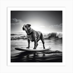 Dog On Surfboard Art Print