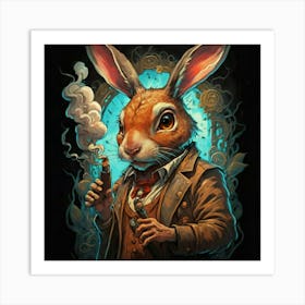 Rabbit Smoking A Pipe 2 Art Print