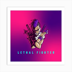 Lethal Fighter - Gaming Logo Creator An Urban Ninja With Deadly Weapons  Art Print