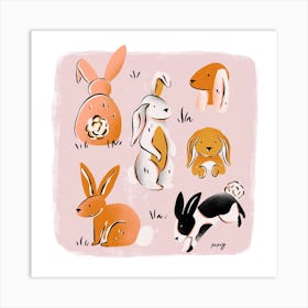 Rabbits Square Art Print