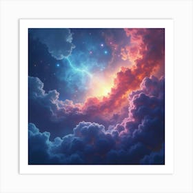 Ethereal Nebula In Watercolor With Vivid Cosmic Shades 1 Art Print