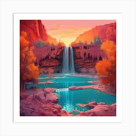 Waterfall In The Desert 2 Art Print