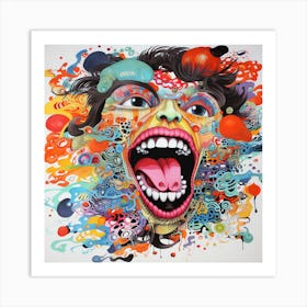 Abstract Colorful Scream Vibrant Paint Art Print