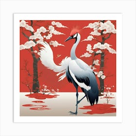 Default Japanese Red Crown Crane Bedroom Art 2 Art Print