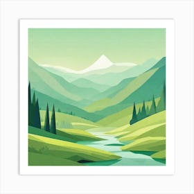 Misty mountains background in green tone 148 Art Print