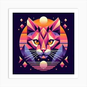 Spooky Low Poly Cat Art Print