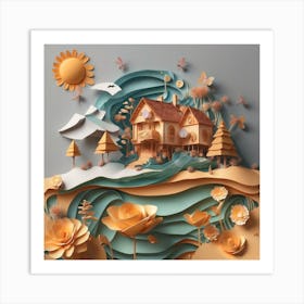 Nice Landscape In Paper Art Work 1 Art Print