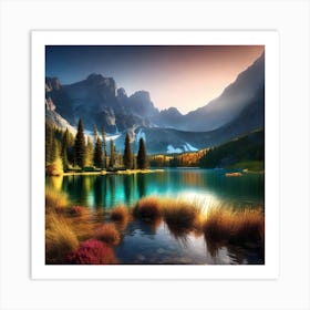 Mountain Lake Stock Videos & Royalty-Free Footage Art Print