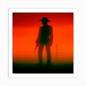 Silhouette Of A Cowboy Art Print
