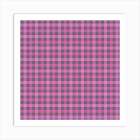 Pink Gingham Fabric 3 Art Print