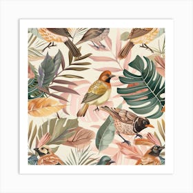 Seamless Pattern With Birds Art Print