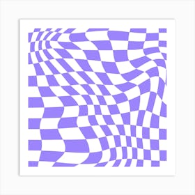 Warped Check Purple Square Art Print