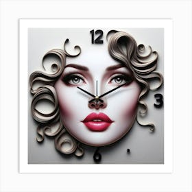 Face Wall Clock Art Print