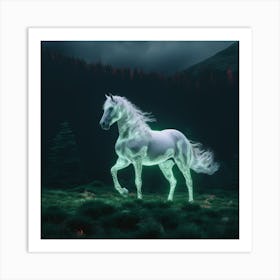 White Dream Horse Art Print