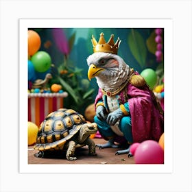 The King Of The Birds Scolding Tortoise With A Firm But Fair Expression In The Party (2) Art Print