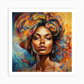 Woman With Colorful Hair 17 Art Print