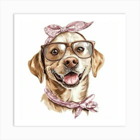 Dog With Glasses 58 Art Print