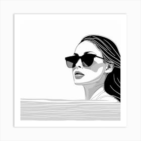 Woman In Sunglasses Vector Illustration Art Print