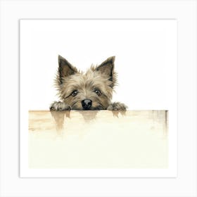 Dog Peeking Over The Fence 6 Art Print